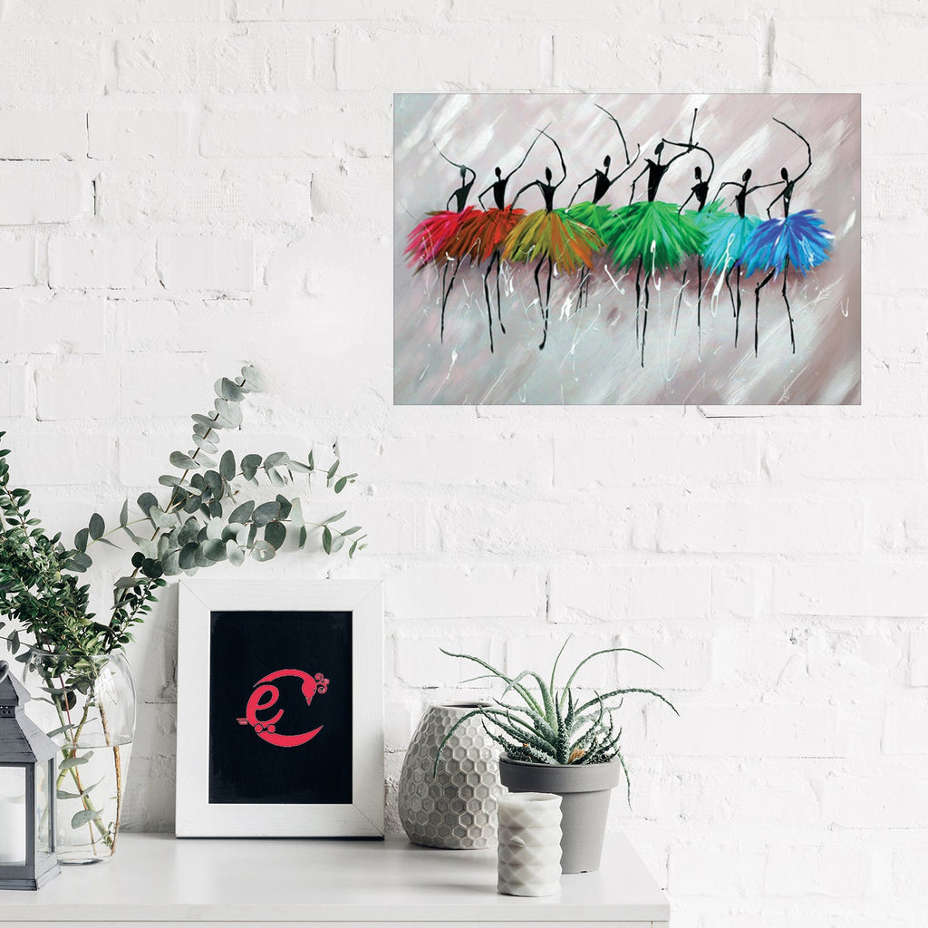 Abstract Dancing Ladies Design Self Adhesive Sparkle Coated Painting without frame Kafalo