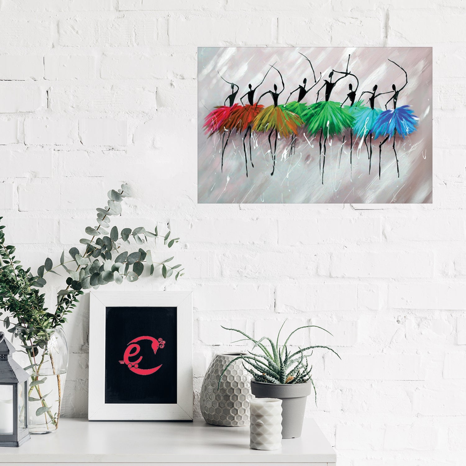 Abstract Dancing Ladies Design Self Adhesive Sparkle Coated Painting without frame Kafalo