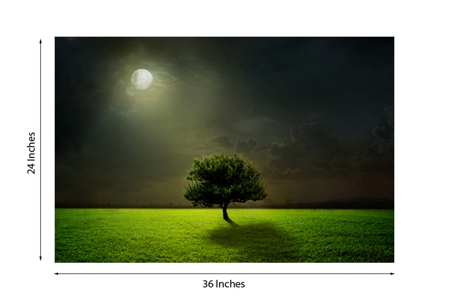 Beautiful Tree in Moon Light Design Self Adhesive Sparkle Coated Painting without frame Kafalo