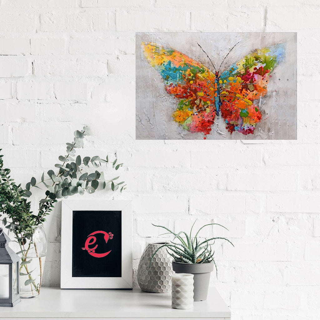 Colorful Butterfly Design Self Adhesive Sparkle Coated Painting without frame Kafalo