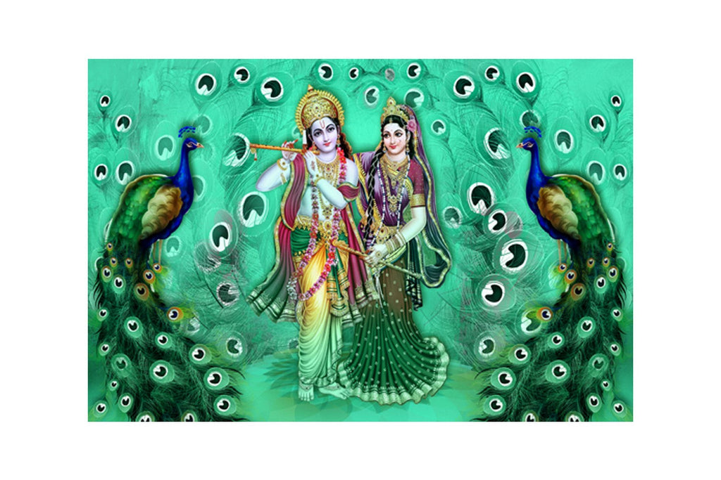 Radha Krishna Design Self Adhesive Sparkle Coated Painting without frame Kafalo