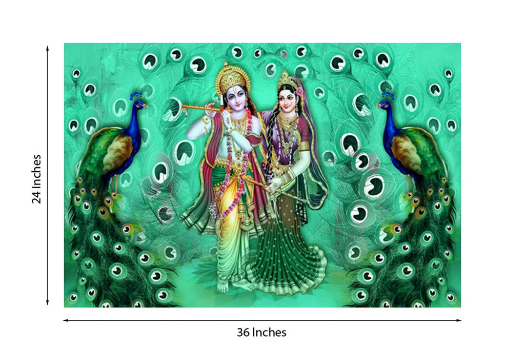 Radha Krishna Design Self Adhesive Sparkle Coated Painting without frame Kafalo