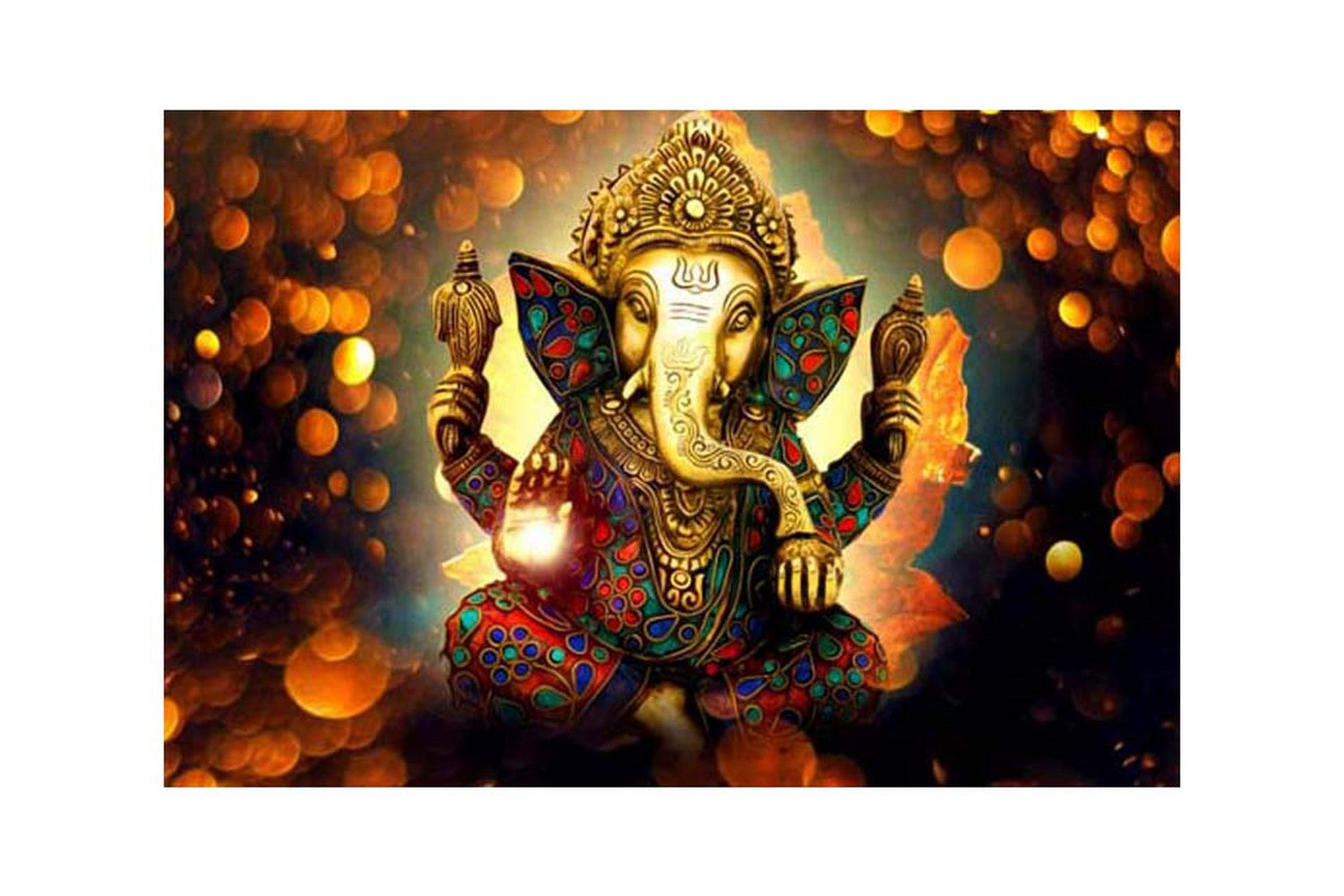Lord Ganesha Design Self Adhesive Sparkle Coated Painting without frame Kafalo