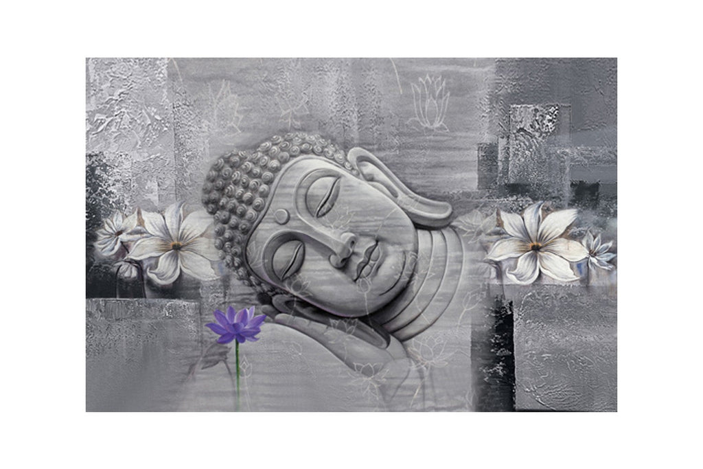 Lord Buddha Design Self Adhesive Sparkle Coated Painting without frame Kafalo