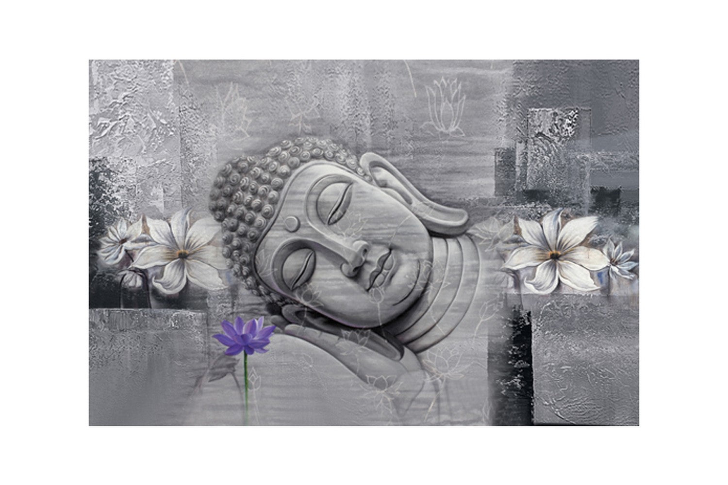 Lord Buddha Design Self Adhesive Sparkle Coated Painting without frame Kafalo
