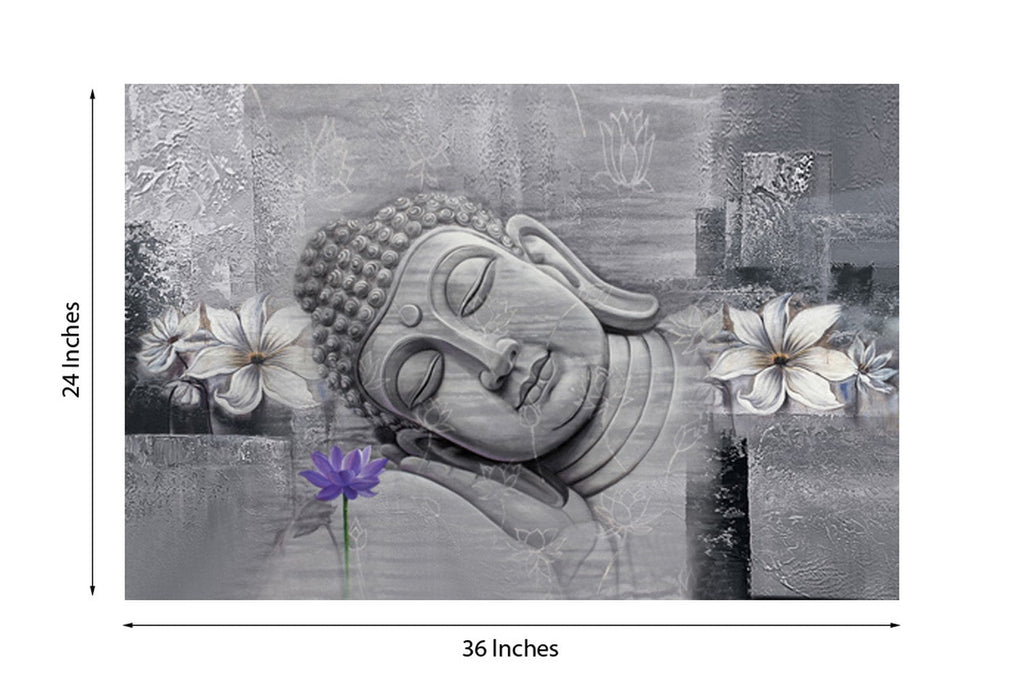 Lord Buddha Design Self Adhesive Sparkle Coated Painting without frame Kafalo