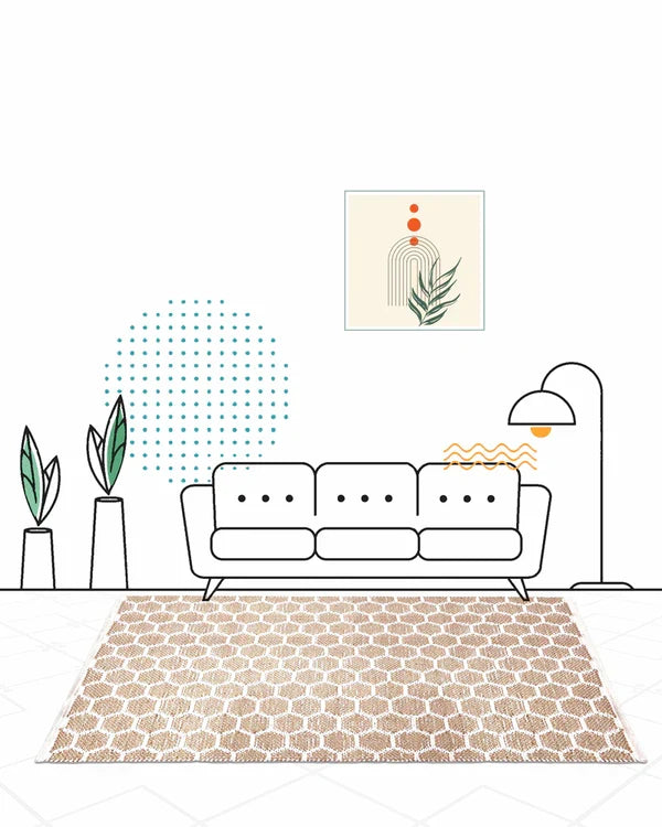 Natural Rectangular Jute Carpet For Dining Area