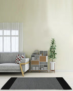 Natural Navy Blue Handloom Cotton Bedside Runner For Bedroom And Living Area