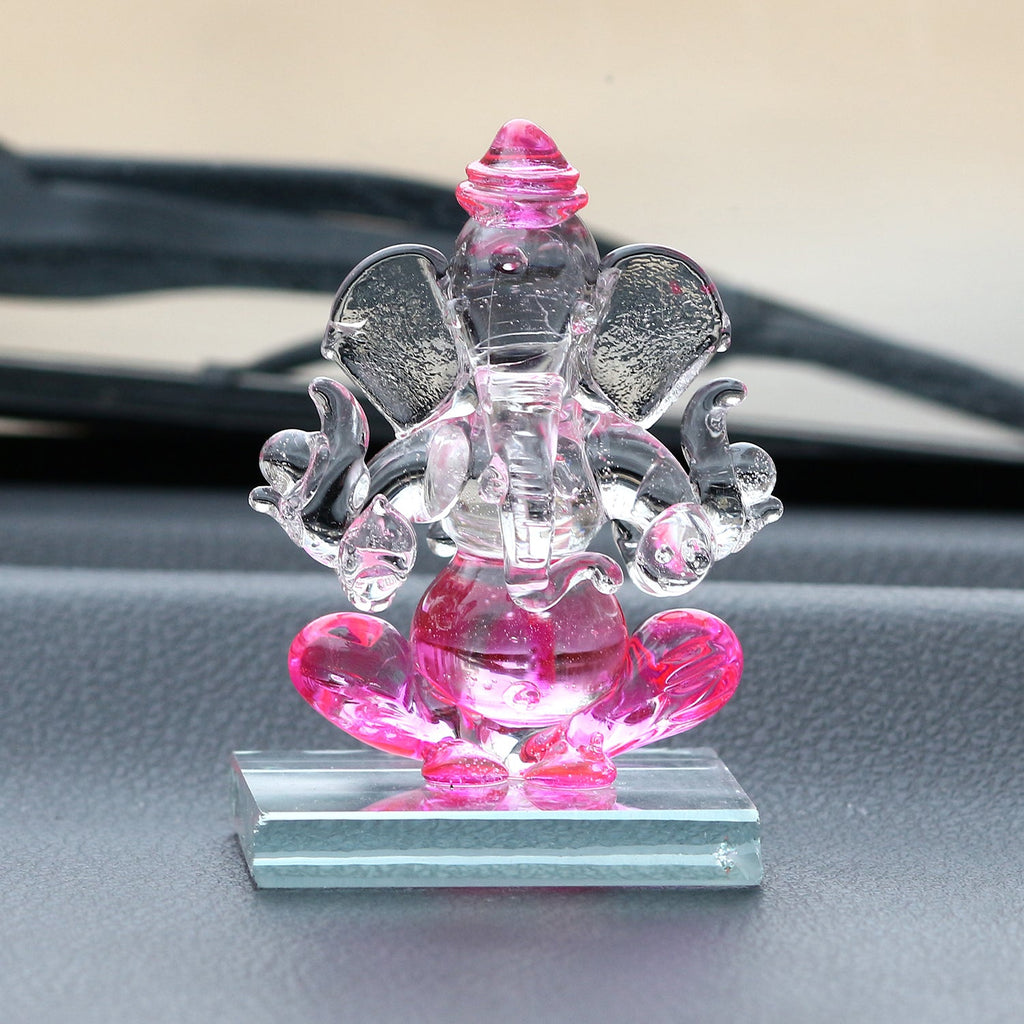 Crystal Lord Ganesha Idol For Home And Car Dashboard Kafalo