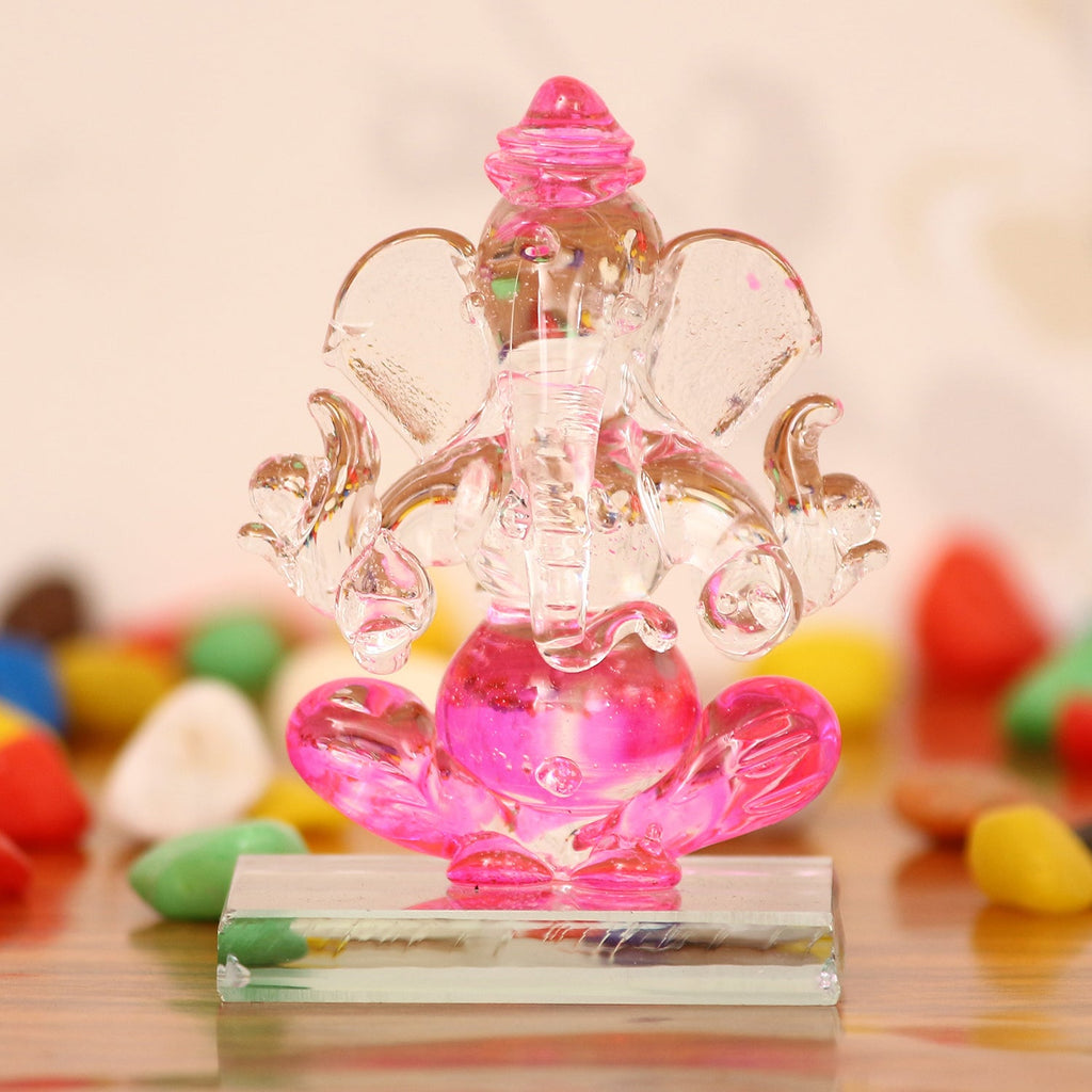 Crystal Lord Ganesha Idol For Home And Car Dashboard Kafalo