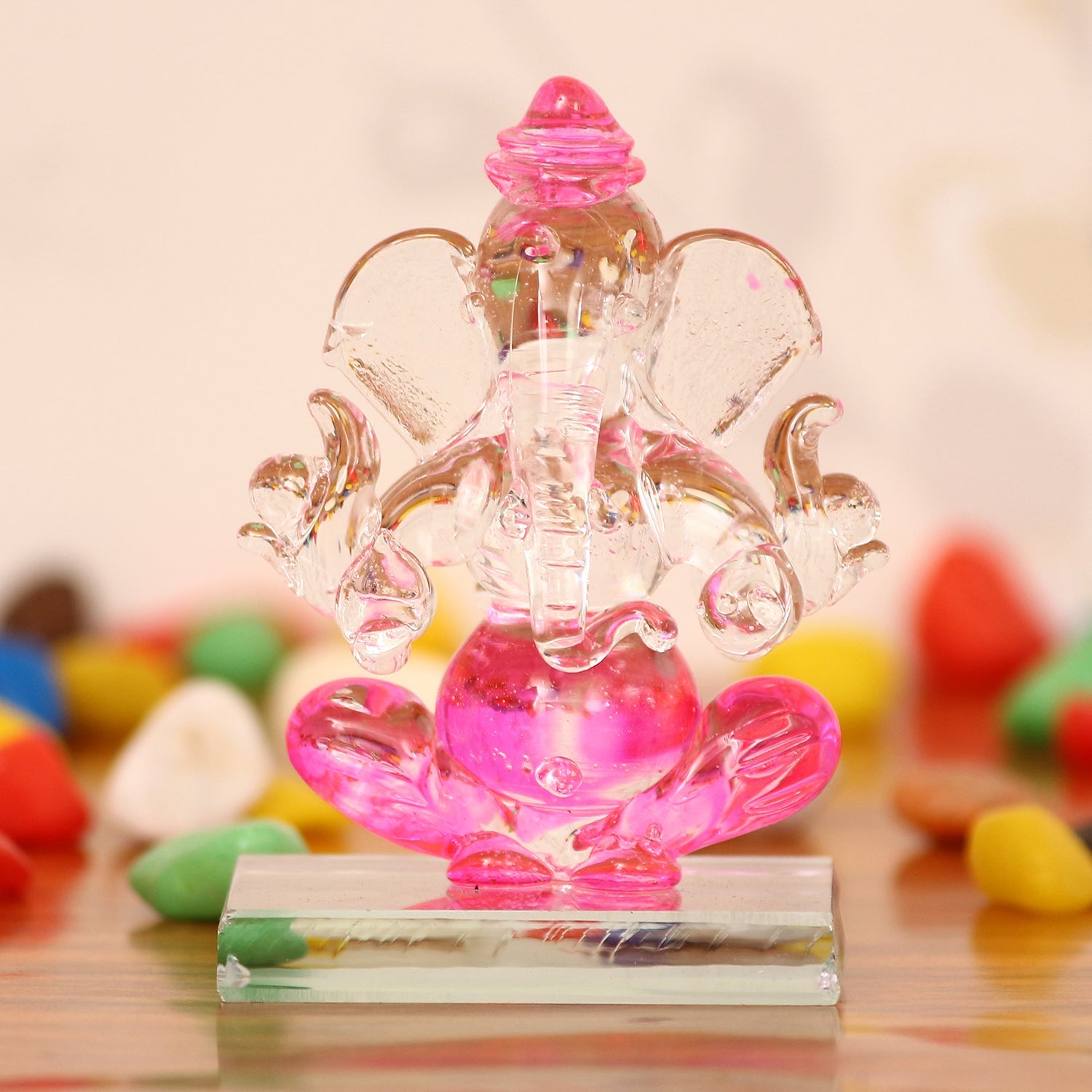 Crystal Lord Ganesha Idol For Home And Car Dashboard Kafalo
