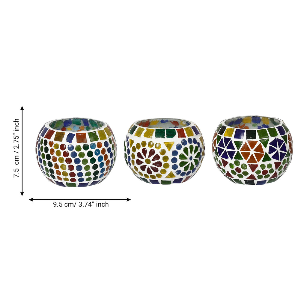 Set of 3 Mosaic Glass Decorative tea light candle holders Kafalo