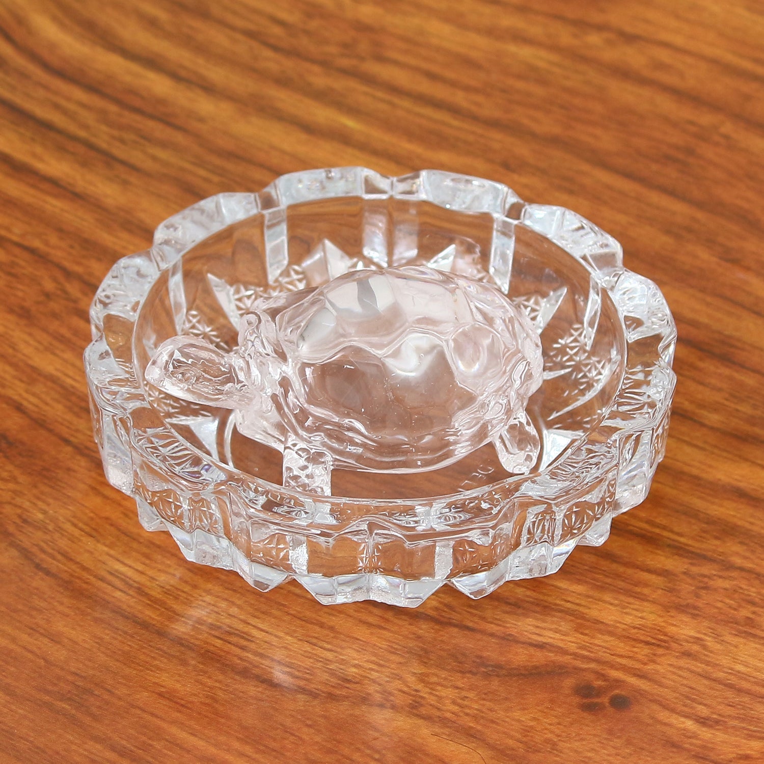 Decorative Feng-Shui White Crystal tortoise statue with Plate for Office Desks and Home Kafalo