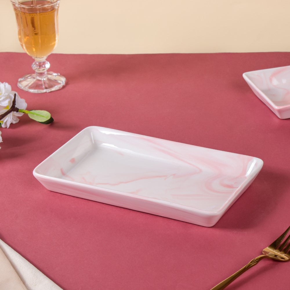 Marble Serving Platter Pink Large 8 Inch Nestasia