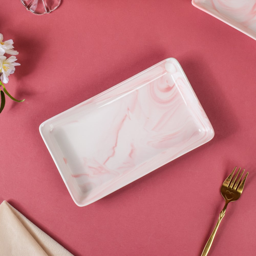 Marble Serving Platter Pink Large 8 Inch Nestasia