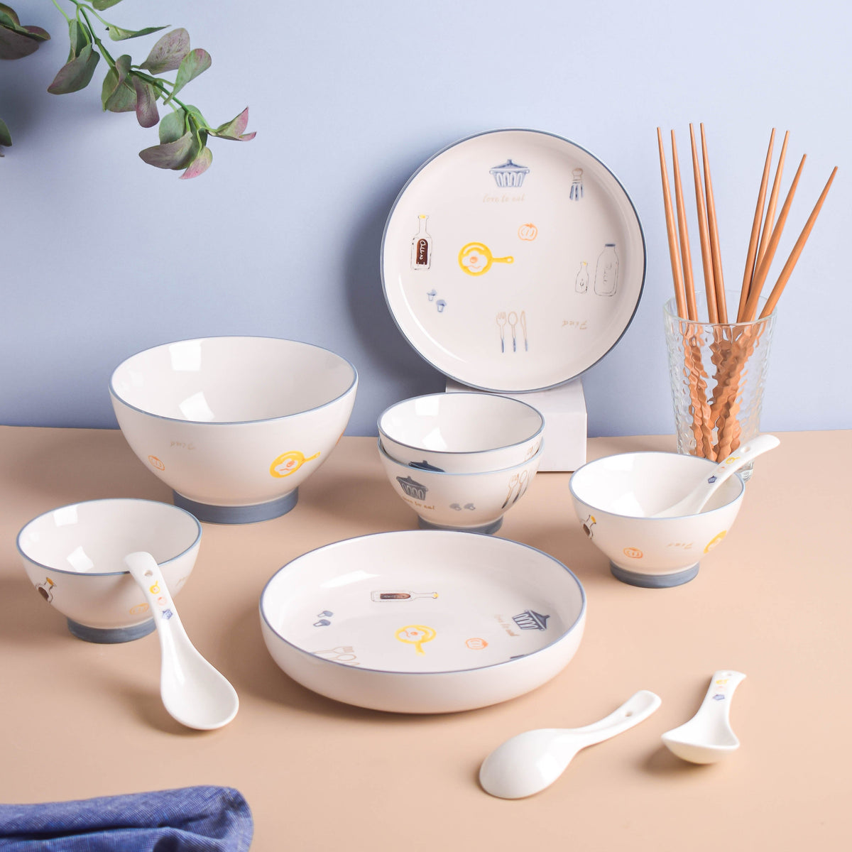 Patterned Soup Bowl Set For 4 Nestasia