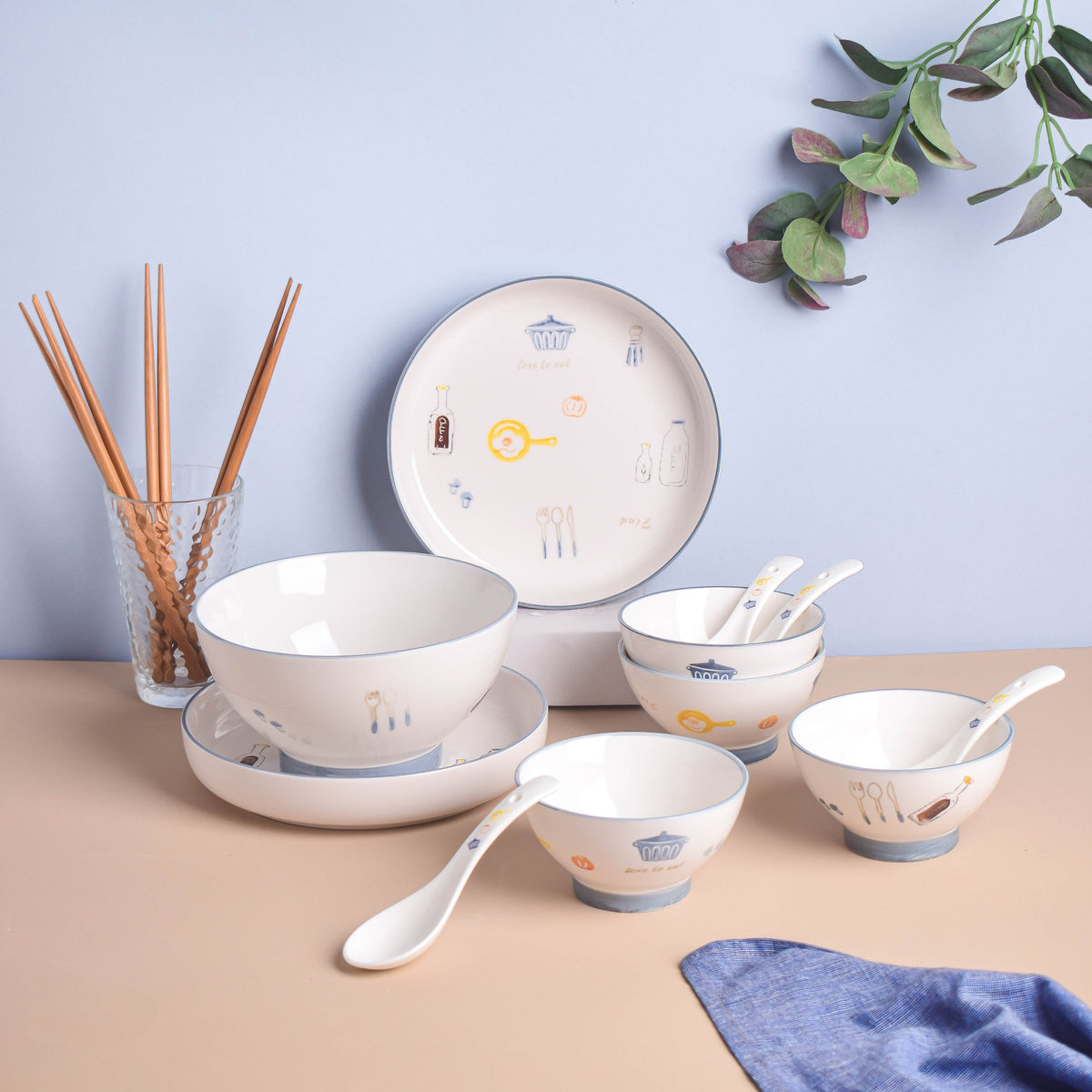 Patterned Soup Bowl Set For 4 Nestasia