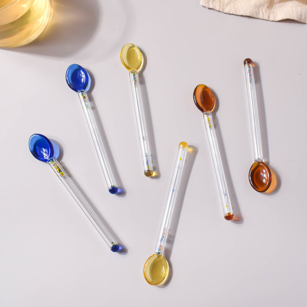 Glass Tea Spoon Set of 2 Yellow Nestasia