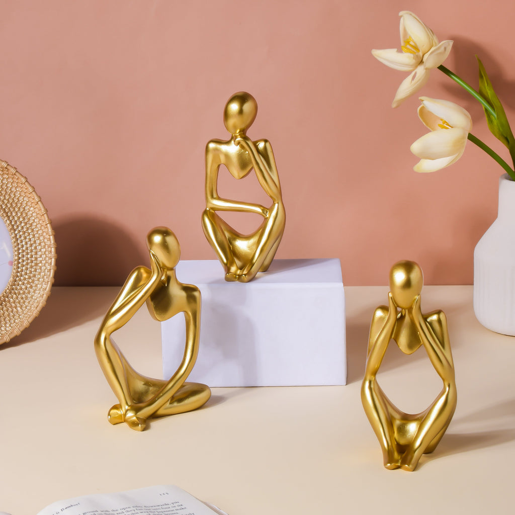 Gold Sitting Showpiece Thinking Nestasia