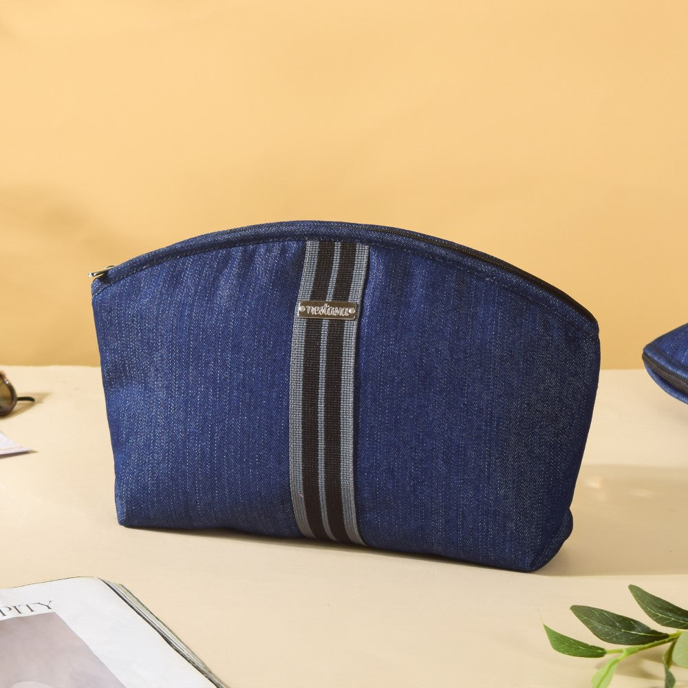 Denim Vanity Bag Set Of 3 Nestasia