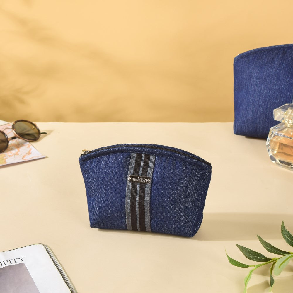 Denim Vanity Bag Set Of 3 Nestasia