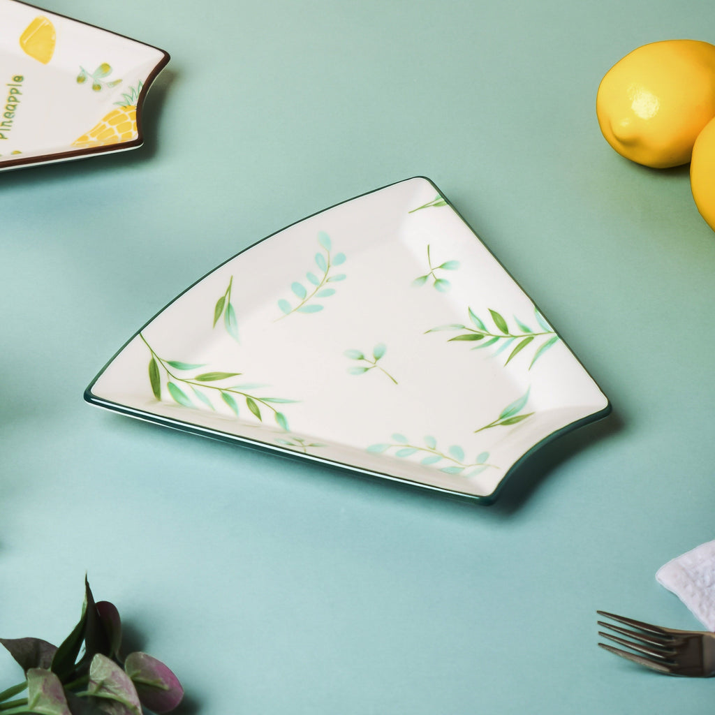 Leafy Ceramic Snack Plate 8 Inch Nestasia