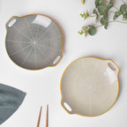 Willow Dark Grey Round Plate With Handle 10 inch