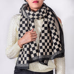 Chequered Designer Black & White Scarf Nestasia
