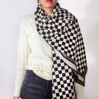 Chequered Designer Black & White Scarf Nestasia
