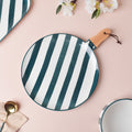 Sailor Striped Platter With Wooden Handle 10 Inch Nestasia