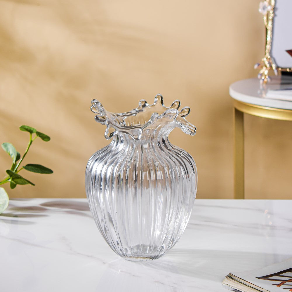 Wave Glass Flower Vase Large 8 Inch Nestasia