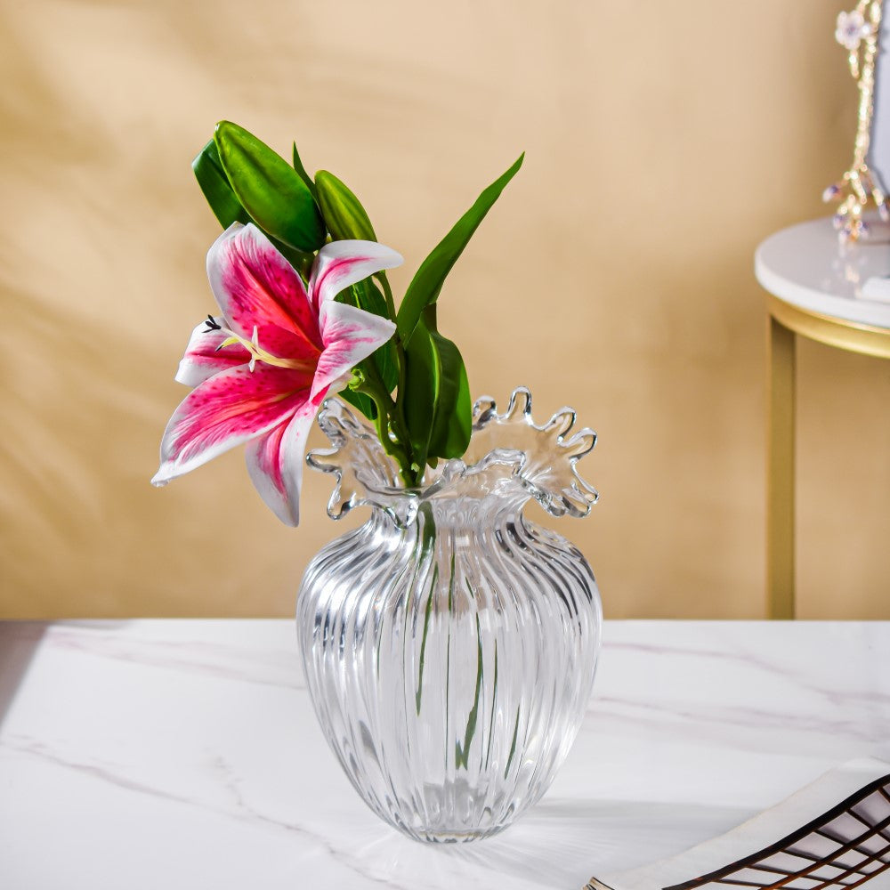 Wave Glass Flower Vase Large 8 Inch Nestasia