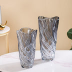 Spiral Winds Glass Flower Vase Grey Large 11 Inch Nestasia