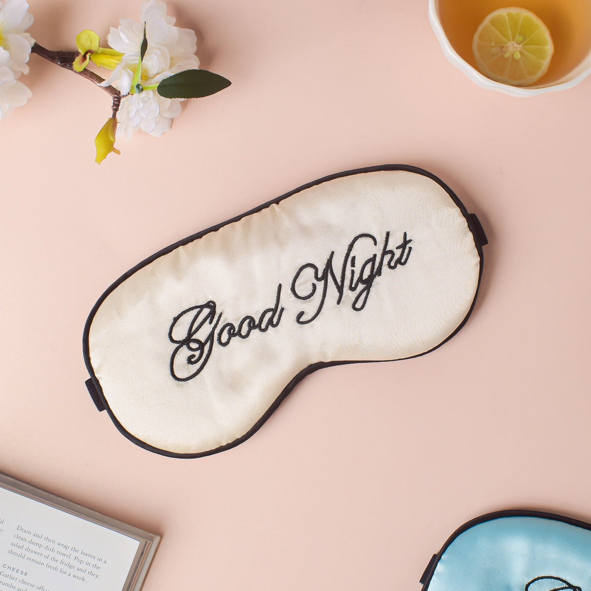 Good Night Sleep Satin Eye Mask Beige Nestasia