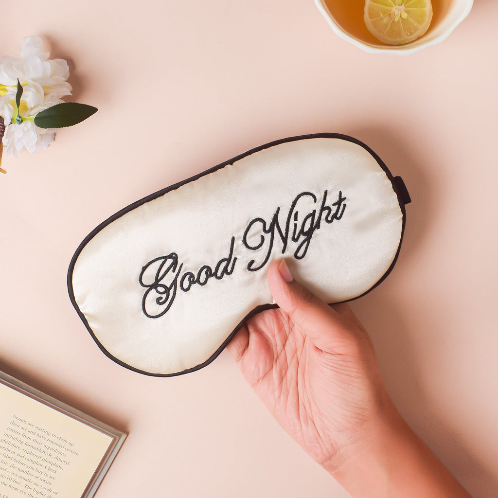 Good Night Sleep Satin Eye Mask Beige Nestasia