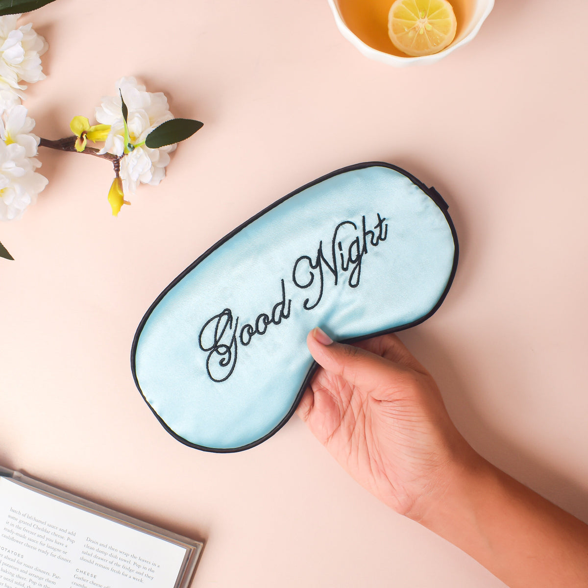 Good Night Sleep Satin Eye Mask Blue Nestasia