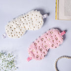 Twinkle Stars Plush White Travel Eye Mask Nestasia