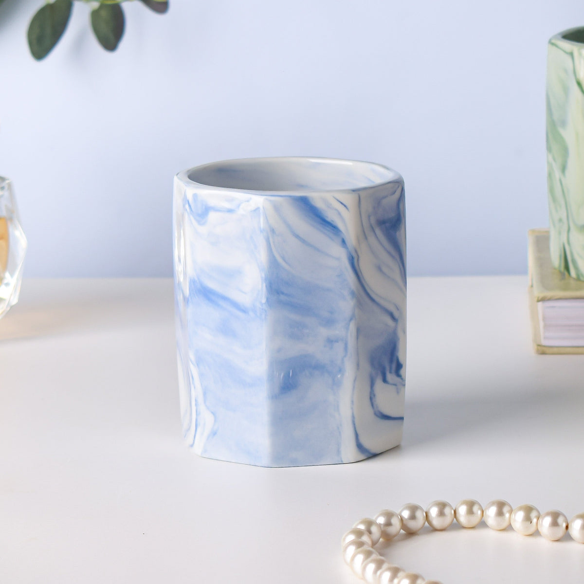 Hexad Marble Blue Ceramic Organiser Nestasia