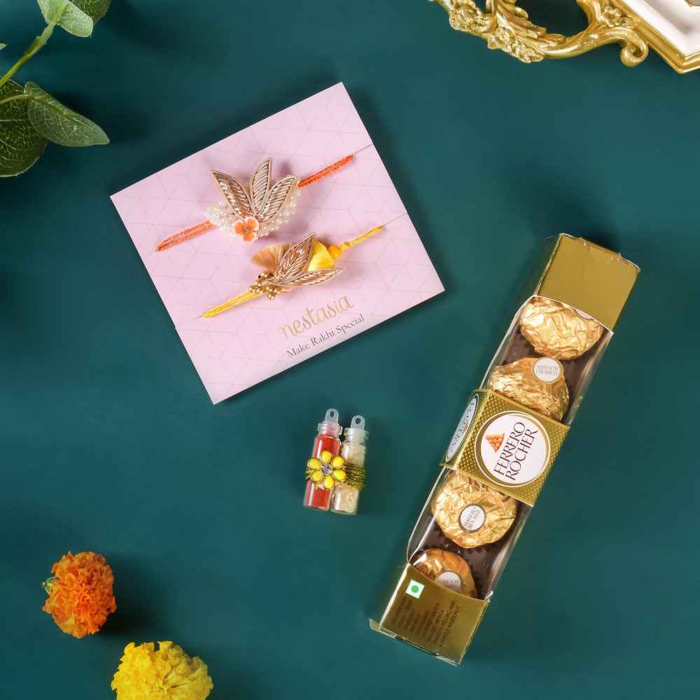 Sweet Sentiments Rakhi Hamper Set Of 3 Nestasia