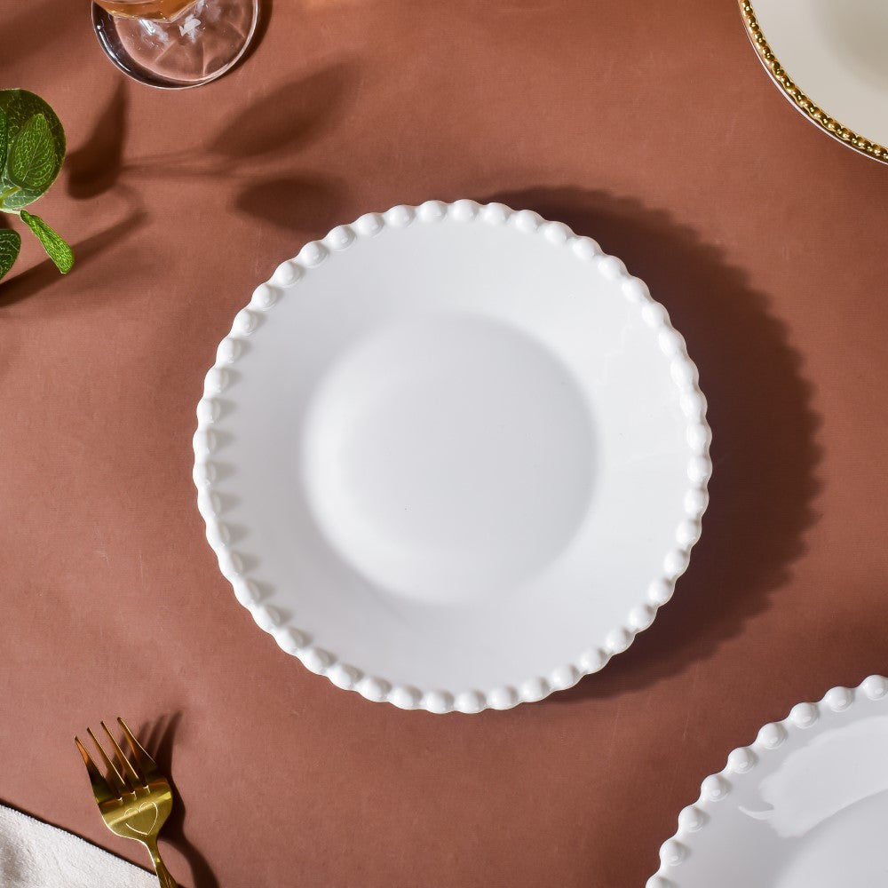 Scalloped Snack Plate White 8 Inch Nestasia