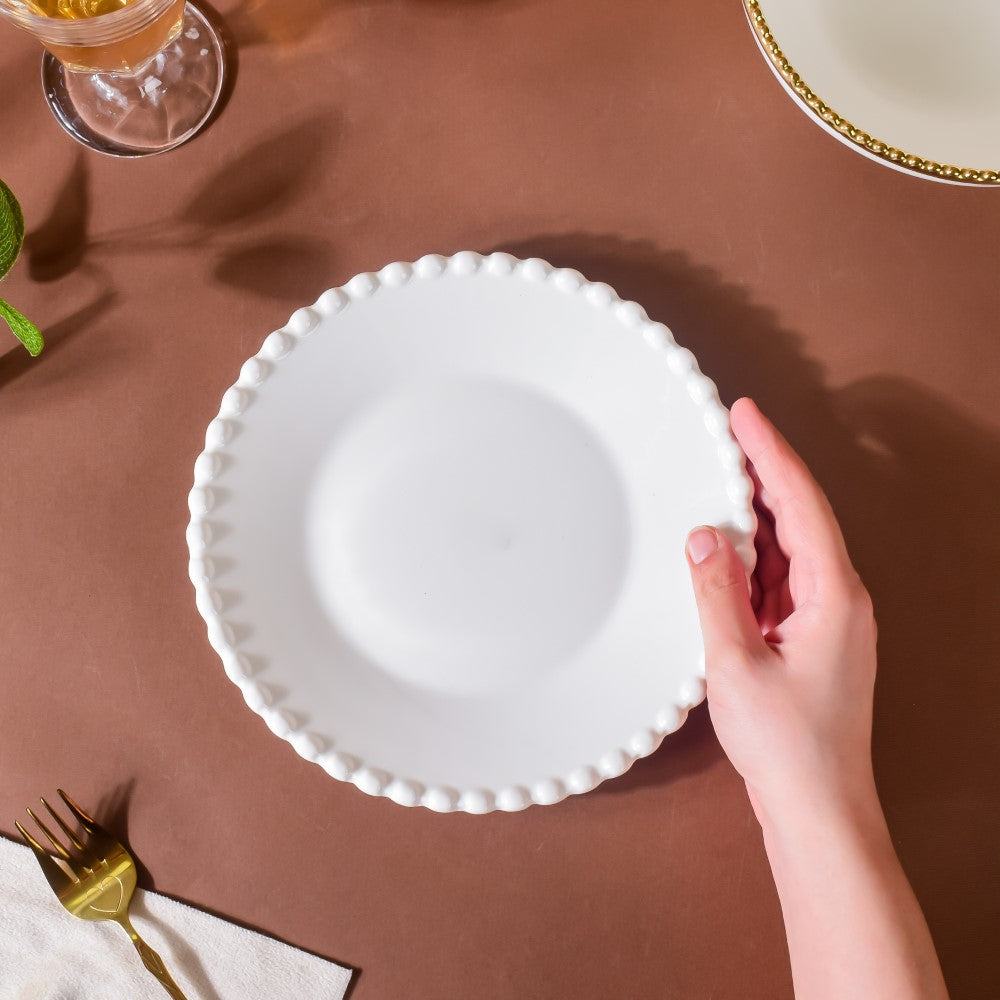 Scalloped Snack Plate White 8 Inch Nestasia