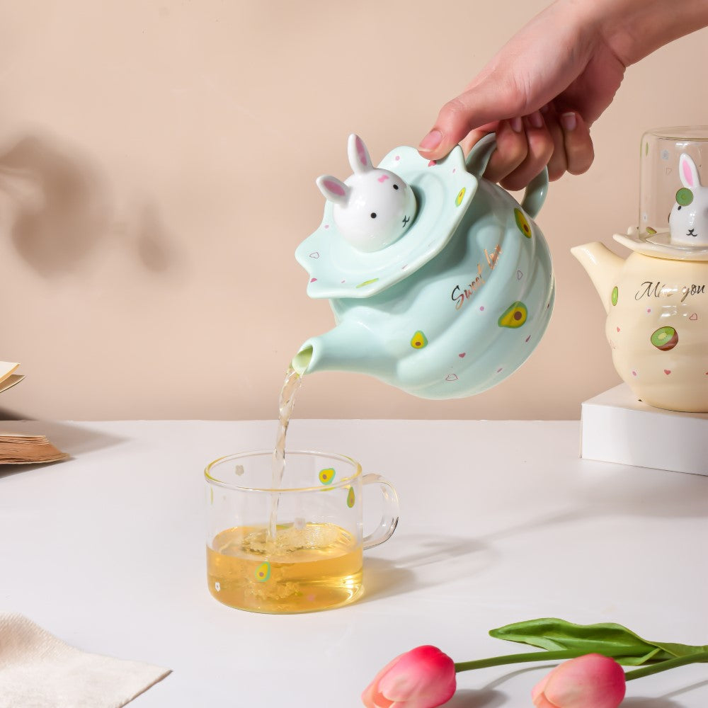 Bunny Tea Cup And Kettle Mint Green Nestasia