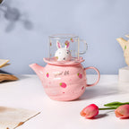 Bunny Tea Cup And Kettle Pink Nestasia