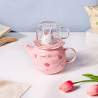 Bunny Tea Cup And Kettle Pink Nestasia