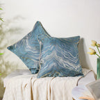 Luxury Embroidered Cushion Cover Green Set of 2 17x17 Inch Nestasia