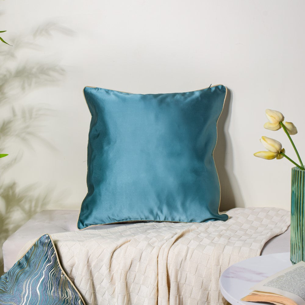 Luxury Embroidered Cushion Cover Green Set of 2 17x17 Inch Nestasia