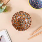 Mandala Snack Bowl & Chopstick Multicolour Set Of 6 Nestasia