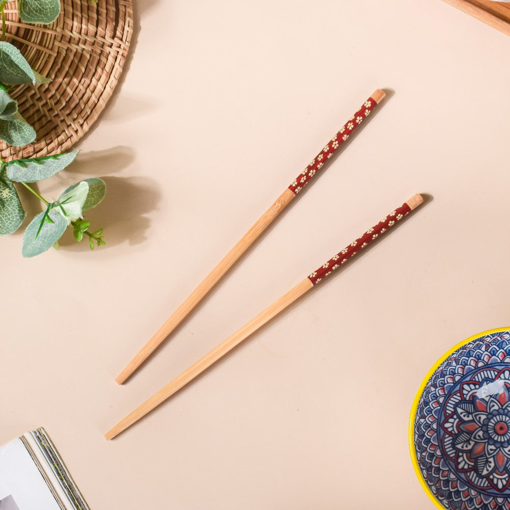 Mandala Snack Bowl & Chopstick Multicolour Set Of 6 Nestasia