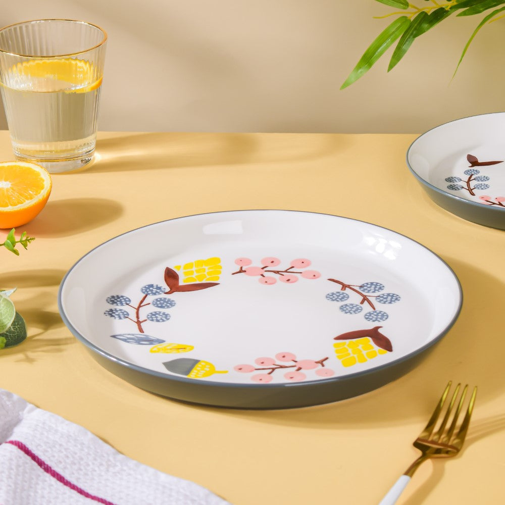 Bloom Ceramic Dinner Plate Grey 10 Inch Nestasia