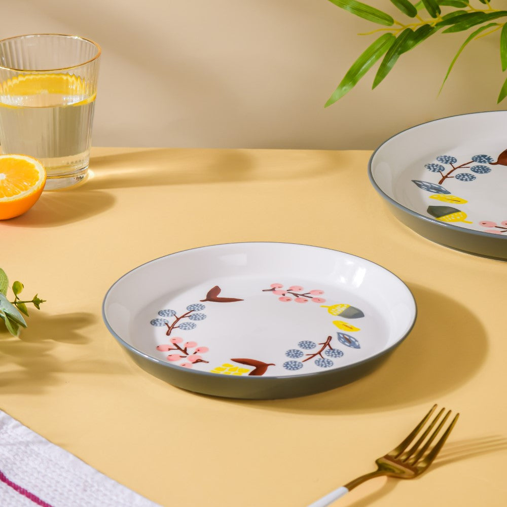 Bloom Ceramic Snack Plate Grey 8 Inch Nestasia